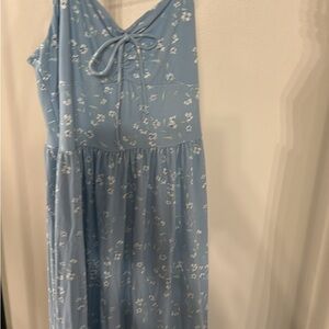 Blue Floral Sleeveless Dress